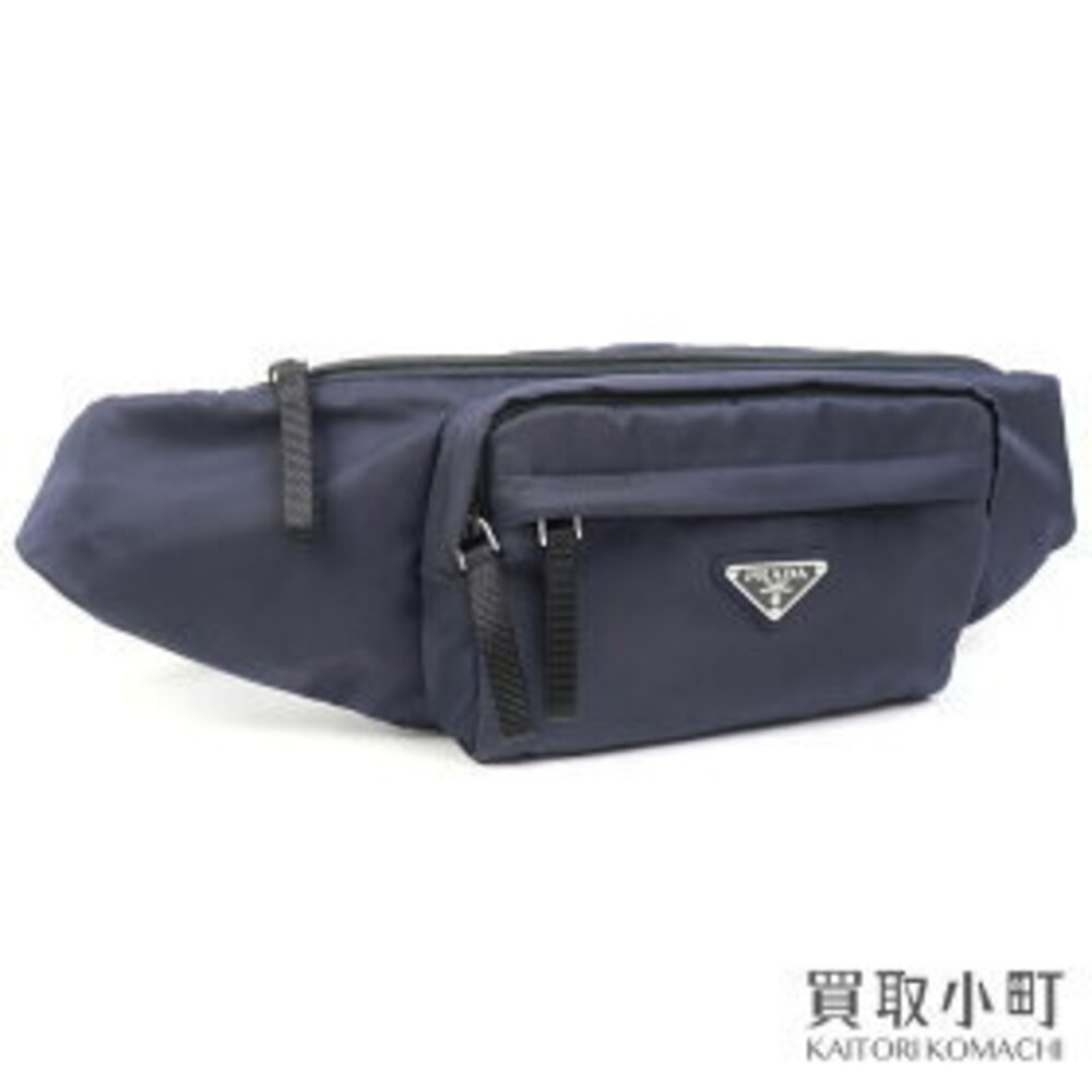 Prada shoulder bag triangle Tessuto blue logo belt waist crossbody - Picture 2 of 7